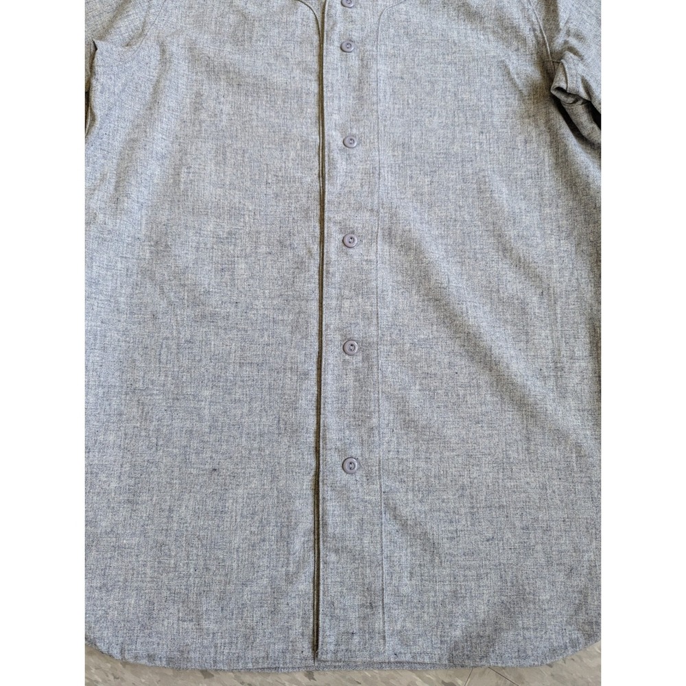 Ebbets Field Flannels Grey Wool Blend Baseball Jersey Mens Medium Made in USA - Picture 3 of 6